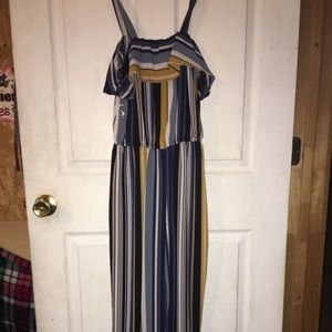 Navy stripe jump suit